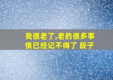 我很老了,老的很多事情已经记不得了 段子